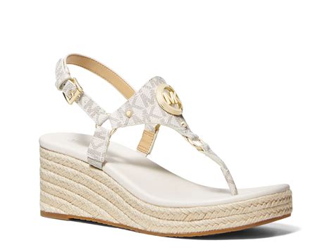 michael michael kors jill leather wedge sandals cream|Michael Kors casey wedge sandals.